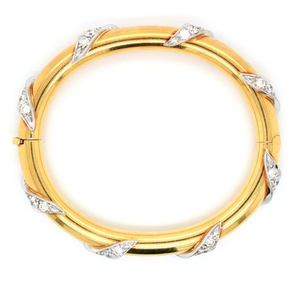 Vintage Diamond and 18ct Gold Bangle, 20th Century