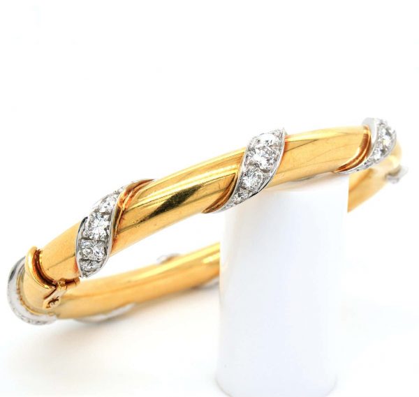 Vintage Diamond and 18ct Gold Bangle, 20th Century