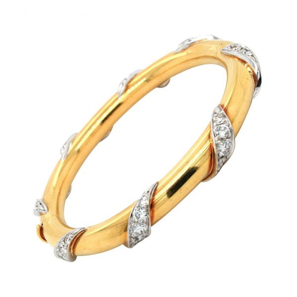 Vintage Diamond and 18ct Gold Bangle, 20th Century