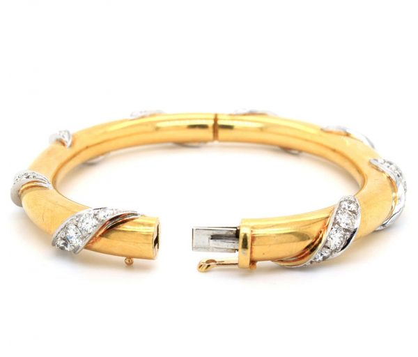 Vintage Diamond and 18ct Gold Bangle, 20th Century