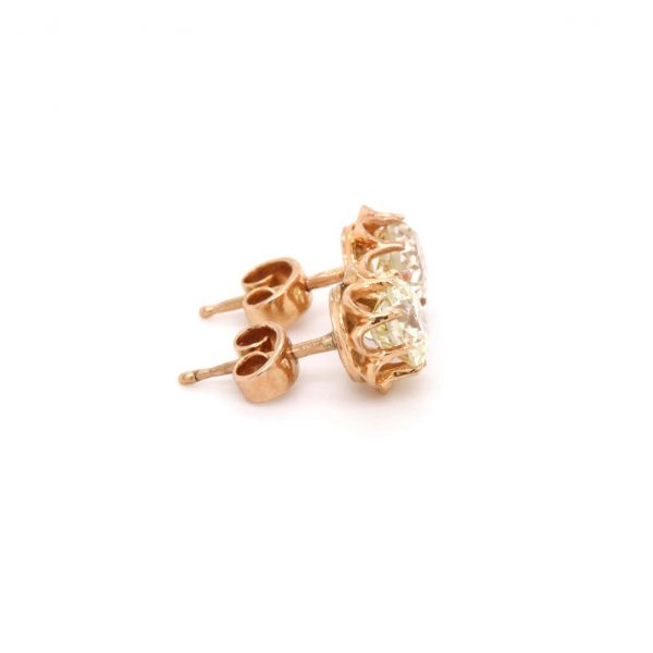 Retro Old Cut Diamond Ear Studs 1.17ct and 1.01ct