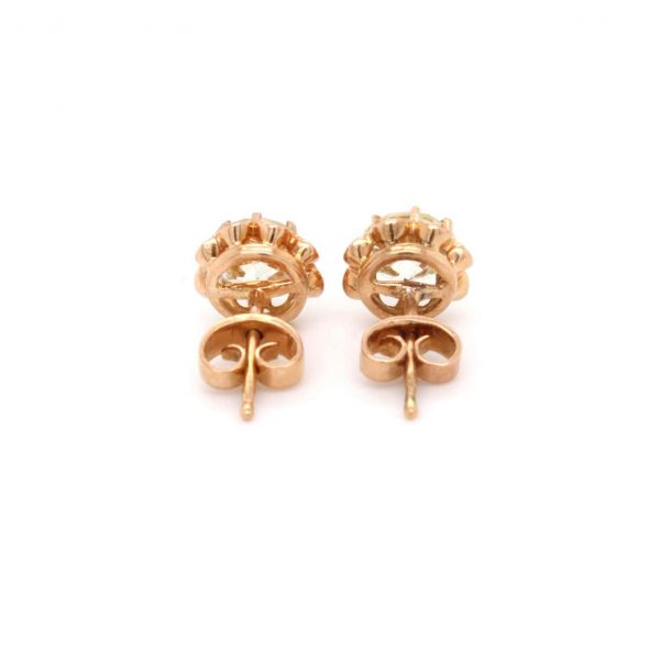Retro Old Cut Diamond Ear Studs 1.17ct and 1.01ct