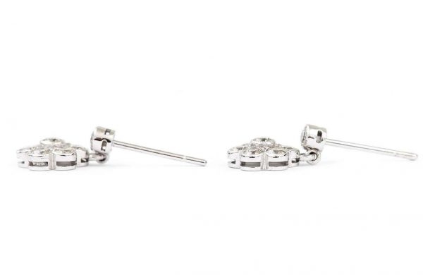 1.42 Carat Diamond Daisy Drop 18ct White Gold Earrings