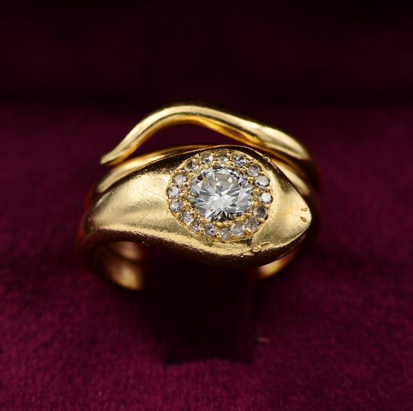Antique 18ct Gold .70ct Diamond Coiled Snake Ring, Circa 1920 ...