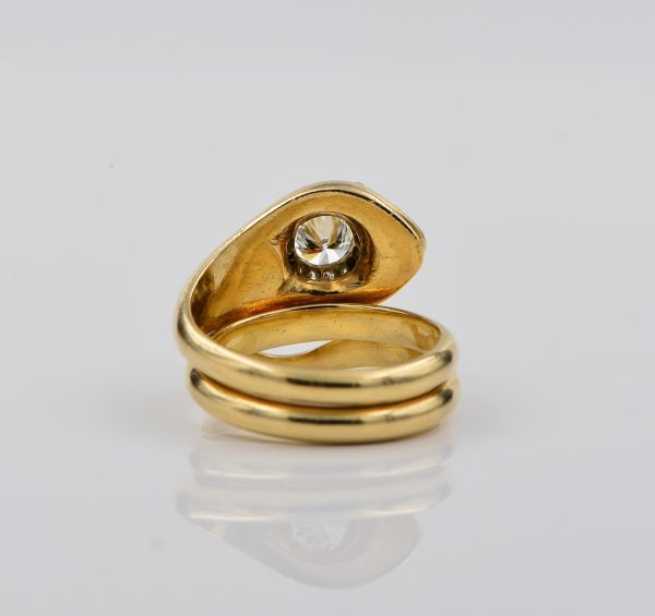 Antique 18ct Gold .70ct Diamond Coiled Snake Ring, Circa 1920