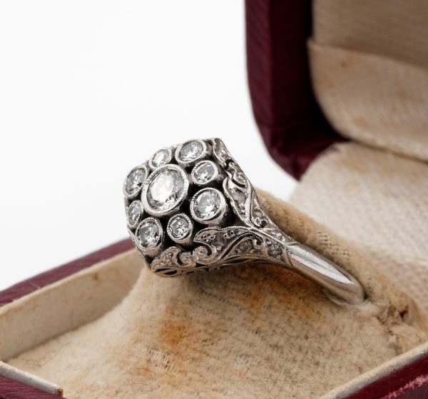 Antique Art Nouveau .75ct Diamond F VVS/VS Platinum Rare Engagement ring