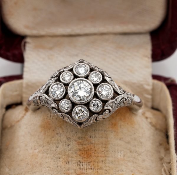 Antique Art Nouveau .75ct Diamond F VVS/VS Platinum Rare Engagement ring