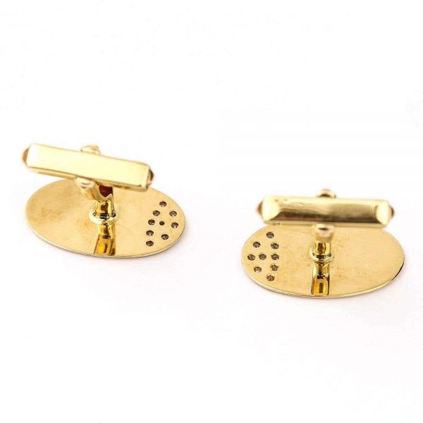 Vintage 18ct Yellow Gold and Diamond Oval Cufflinks, English, circa 1970s, in Box