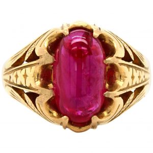 Antique Victorian Natural Burmese Star Ruby Cabochon 22ct Gold Signet Ring