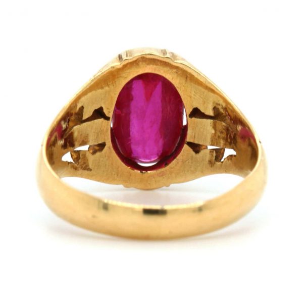 Antique Victorian Natural Burmese Star Ruby Cabochon 22ct Gold Signet Ring