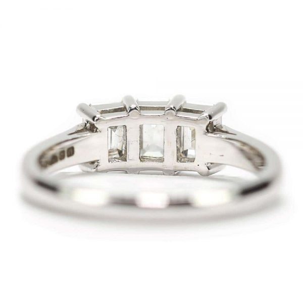 Platinum Three Stone Emerald Cut Diamond 1.25ct Trinity Engagement Ring