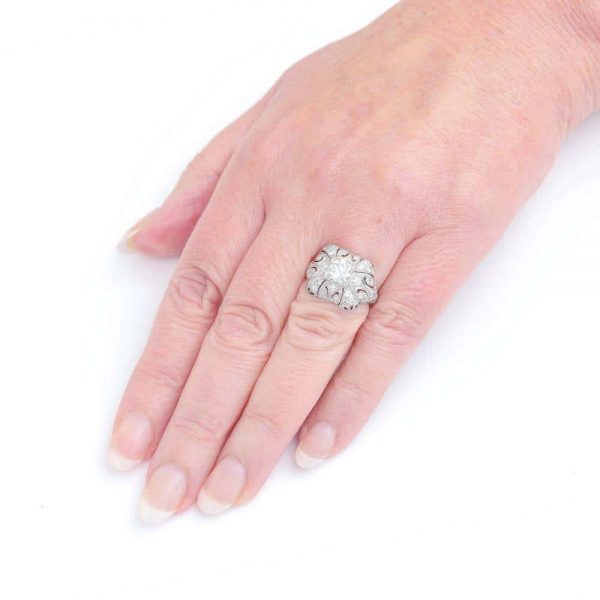 Antique Art Deco Platinum and Diamond 1.95ct Engagement Ring Circa 1920s