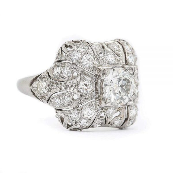 Antique Art Deco Platinum and Diamond 1.95ct Engagement Ring Circa 1920s