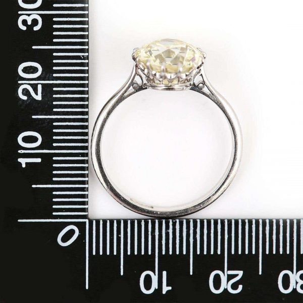 Antique Early 20th Century Platinum GIA 4.44ct Old Brilliant Cut Diamond Solitaire Ring