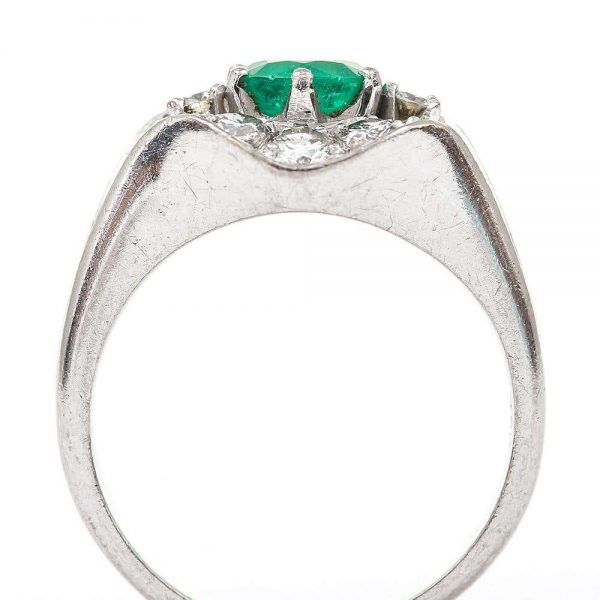 Vintage Emerald and Diamond Cluster Ring 18ct White Gold