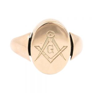 Antique Edwardian 18ct Yellow Gold Masonic Swivel Signet Ring Circa 1910