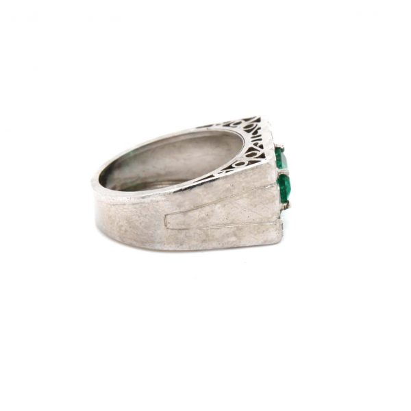 Antique Art Deco No Oil Colombian Emerald 'SSEF' and Diamond Ring, ca. 1920s