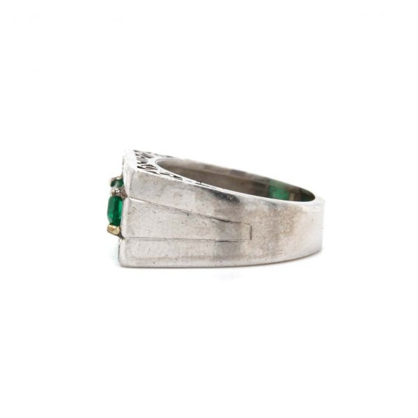 Antique Art Deco No Oil Colombian Emerald 'SSEF' and Diamond Ring, ca. 1920s