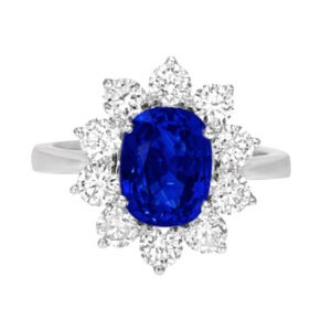 Sapphire cluster engagement ring