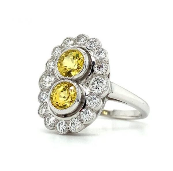 1.82ct Yellow Sapphire And Diamond Cluster Ring