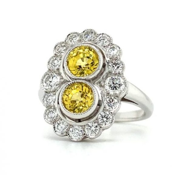 1.82ct Yellow Sapphire And Diamond Cluster Ring