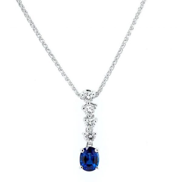 0.41ct Oval Sapphire and Diamond Drop Pendant