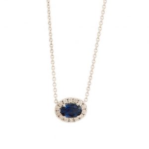 Oval Sapphire and Diamond Cluster Pendant