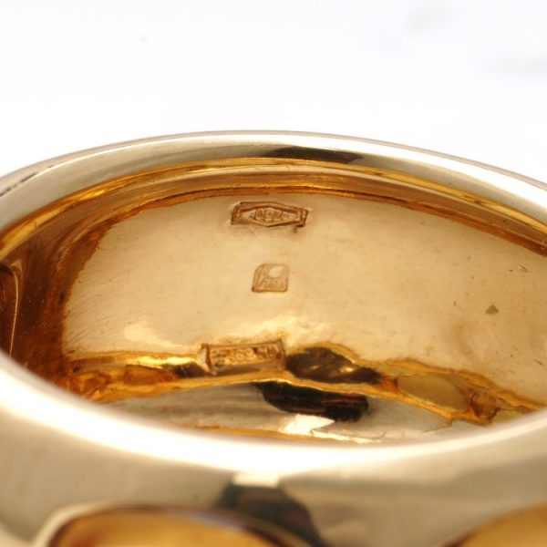Vintage Italian 18ct Gold and Citrine Ring by Pomellato; set with four cabochon citrines, comes with original Pomellato box, Circa 1980s