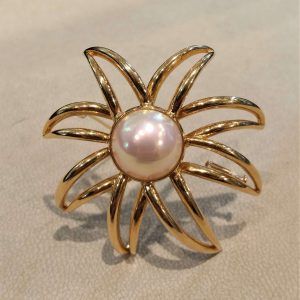 Tiffany and Co Pearl and Gold Fireworks Brooch 1994