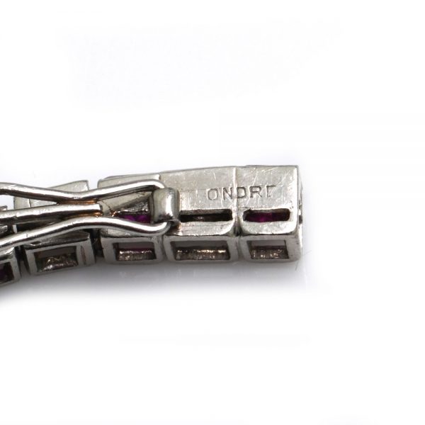 Cartier Art Deco 3.50ct Ruby and Old Cut Diamond Line Bracelet in Platinum, with GCS certificate and original Cartier box