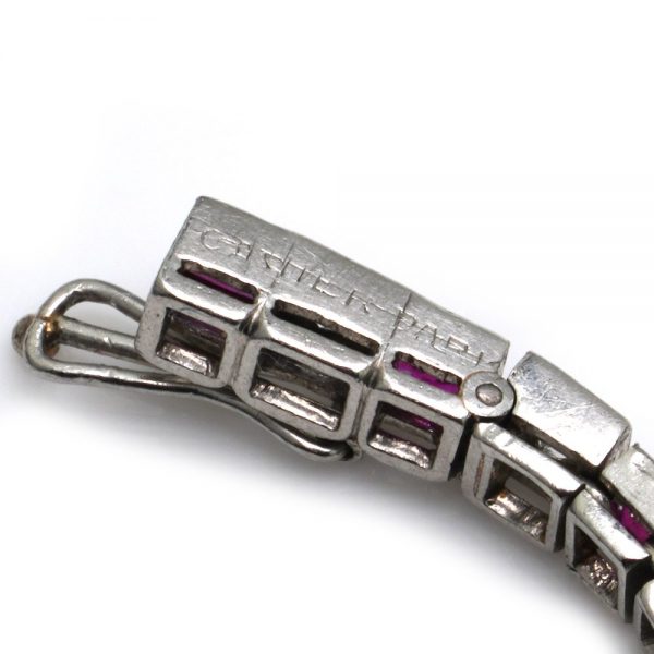 Cartier Art Deco 3.50ct Ruby and Old Cut Diamond Line Bracelet in Platinum, with GCS certificate and original Cartier box