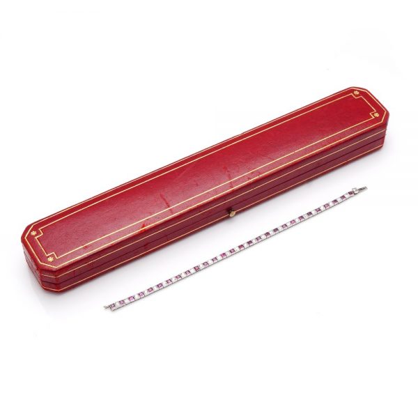 Cartier Art Deco Ruby and Diamond Line Bracelet