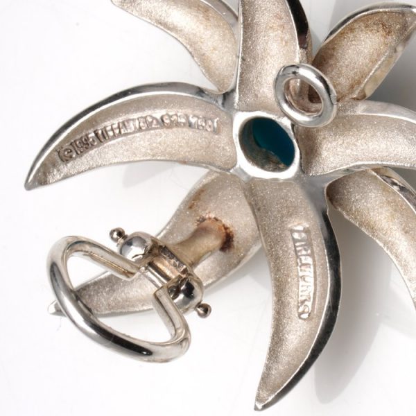 Tiffany and Co Turquoise Fireworks Clip On Earrings in 18ct Gold and Silver
