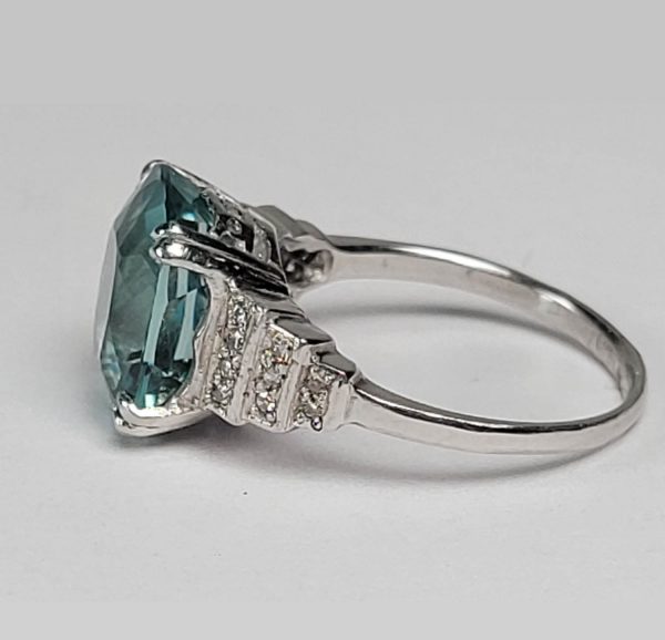 Art Deco 5ct Aquamarine and Diamond Dress Ring in Platinum