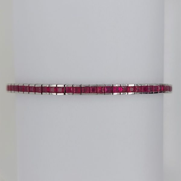 7.77ct French Cut Ruby Line Bracelet