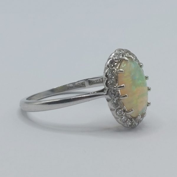 Antique Opal and Diamond Cluster Ring