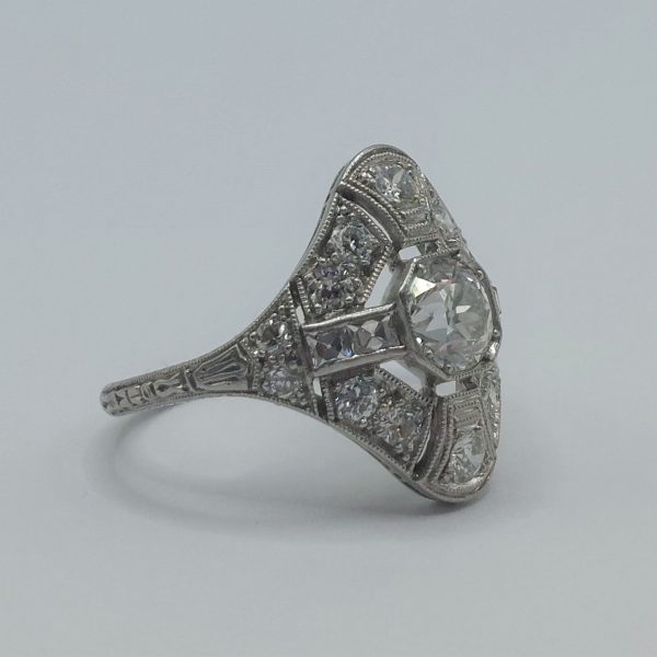 Art Deco Antique 1.30ct Old Cut Diamond Ring