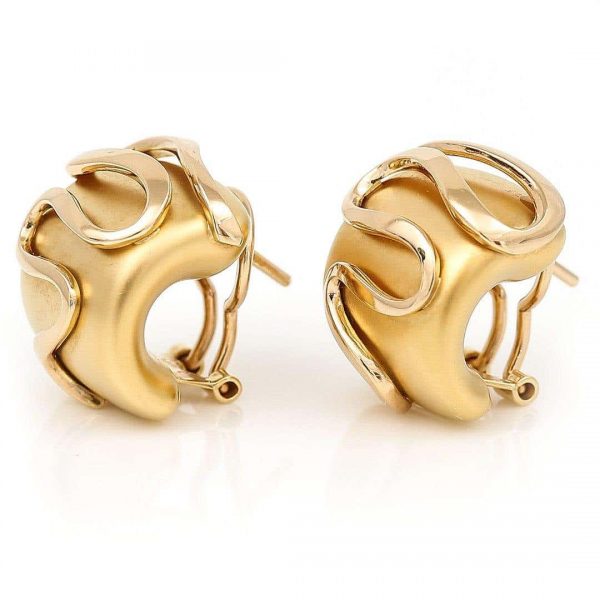 Contemporary French 18ct Gold Serpent Design Hoop Earrings, Circa 1999