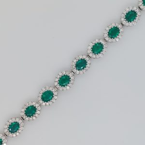 4.25ct Emerald and Diamond Cluster Line Bracelet