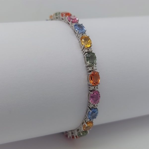 13.42ct Fancy Sapphire and Diamond Line Bracelet