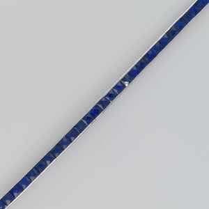 French Cut Sapphire and White Gold Line Bracelet