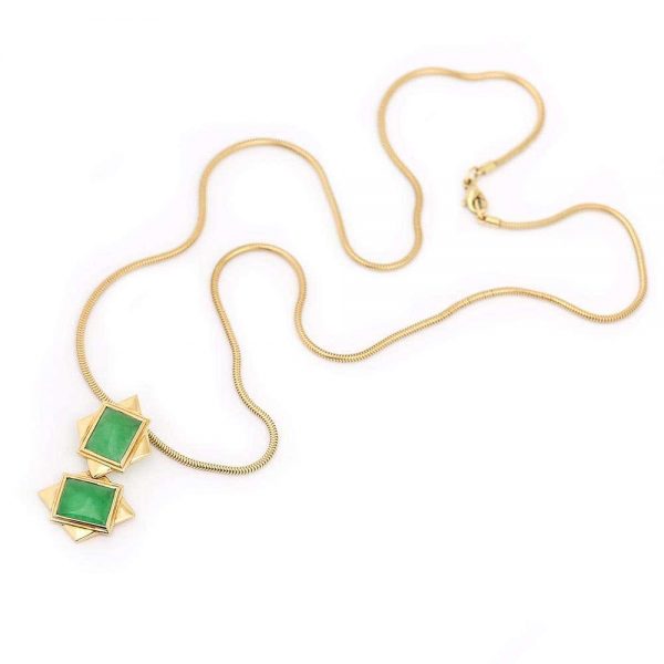 Boodles 18 Carat Gold Jade Necklace, Earrings and Matching Ring, Circa 2000