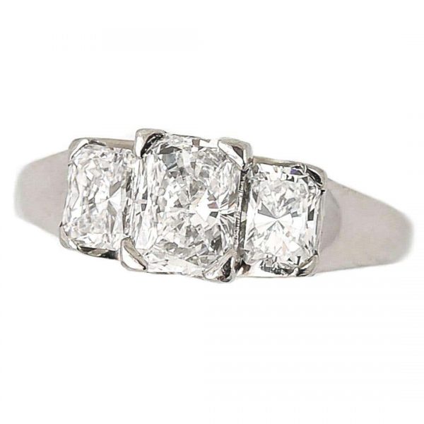 Platinum 1.50ct IGI Certified E Colour Three Stone Diamond Ring