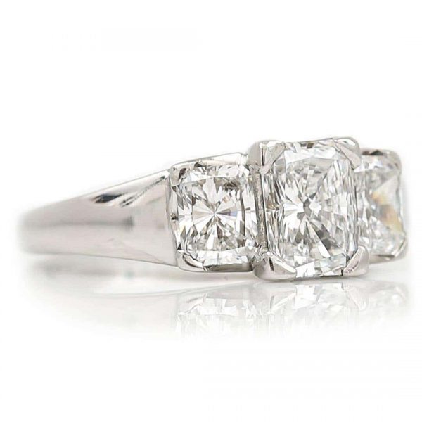 Platinum 1.50ct IGI Certified E Colour Three Stone Diamond Ring