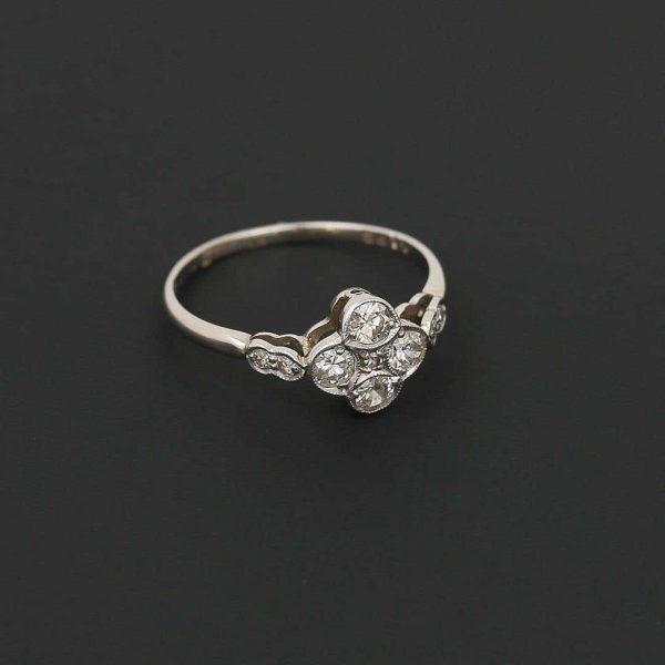 Antique Early 20th Century 18ct White Gold and Platinum Four Stone Ring