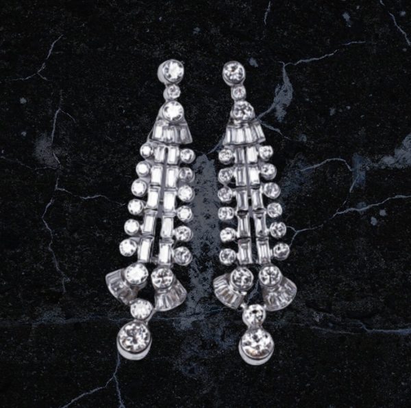 diamond drop earrings 1950's