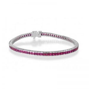 Art Deco style ruby line bracelet white gold