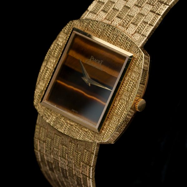 Vintage Piaget Tiger Eye and 18ct Yellow Gold Automatic Watch, Circa 1970s