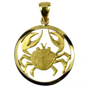 French 18ct Yellow Gold Zodiac Cancer Crab Pendant; designed as the Zodiac sign of Cancer depicting a crab. Stamped with the eagles head for French manufacture and 18ct gold