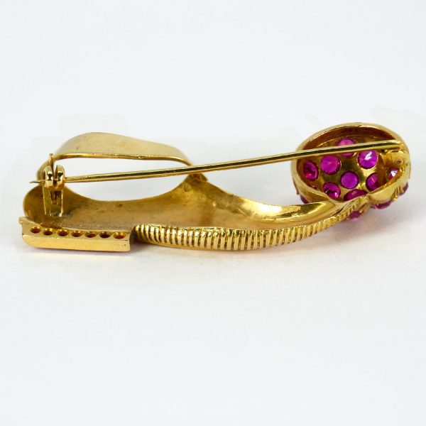 14ct Yellow Gold and Ruby Tsarouchi Shoe Brooch